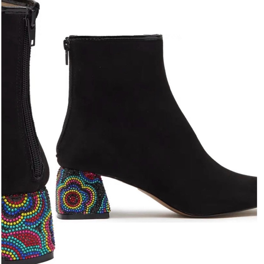 Betsey Johnson Harper Rhinestone Embellished Block Ankle Boots Size 6.5
